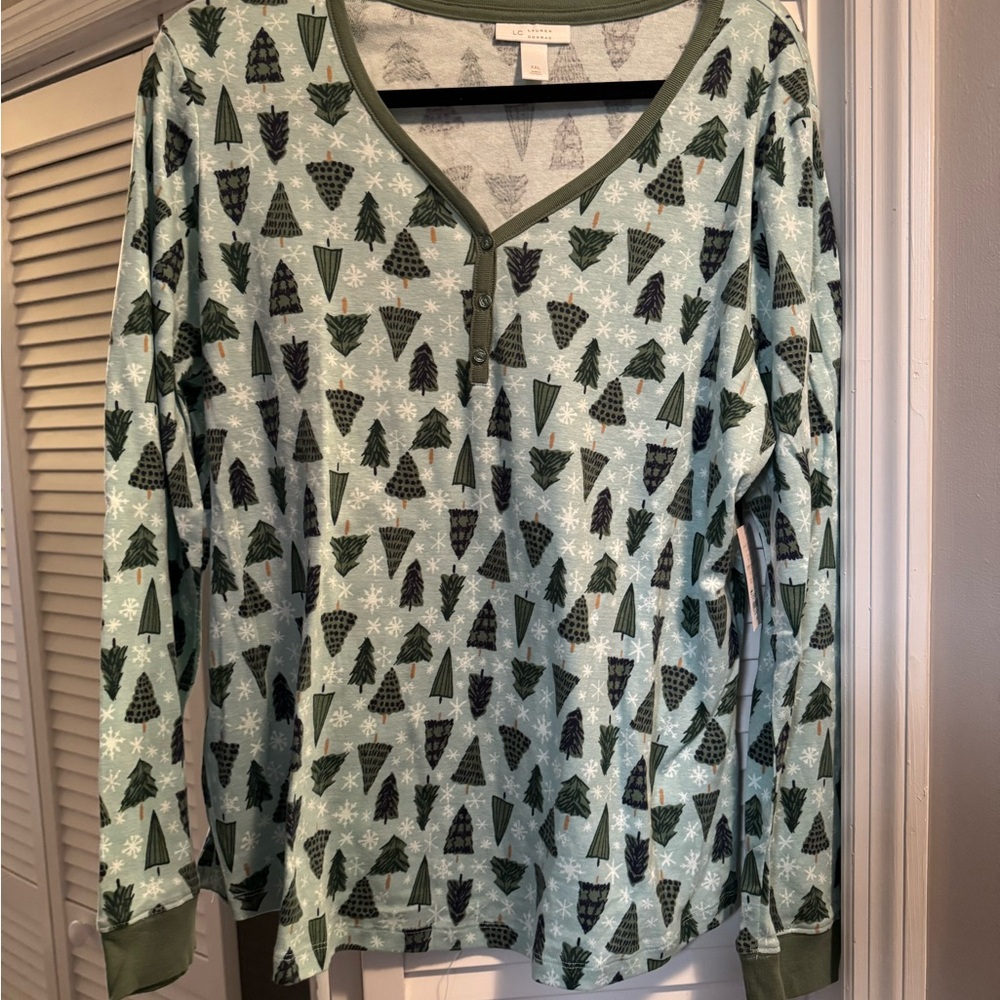 Green Tree Pattern Long Sleeve Pajama Set